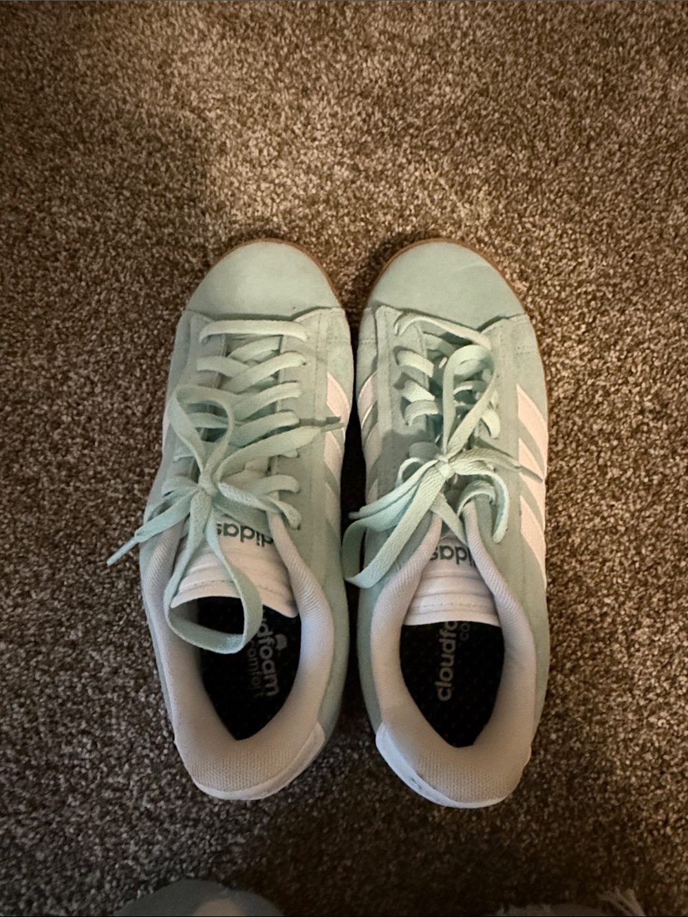 adidas Women's Mint Green Platform Sneakers with White Stripes
